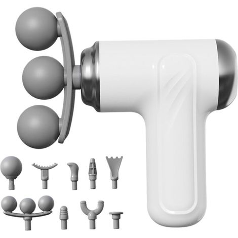 Pistolet de massage musculaire, pistolet de massage musculaire à 6 modes avec 9 têtes interchangeables, petit masseur à percussion portable pour les voyages, thérapie par percussion.
