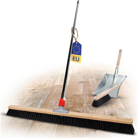 Novaliv Grand balai 100 cm avec manche télescopique poils synthétiques balai de hall avec kit de balayage galvanisé composé d'une pelle à poussière