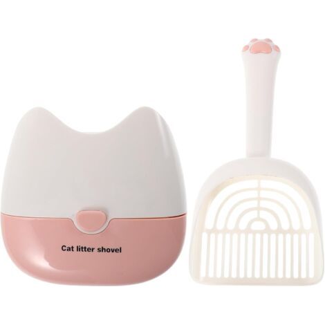 Pelle à litière murale pour chat avec support amovible et double filtre, idéale pour un nettoyage facile du bac à litière et un rangement peu encombrant (1/4)