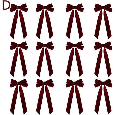 12pc Festival Tree Velvet Bow Multiuse In/outdoor Decor for Wreath Candy Candle