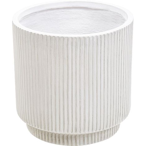 Pot de Fleurs Extérieur 30 x 30 x 30 cm en Fibre d'Argile Blanc Cassé Daria (1/5)