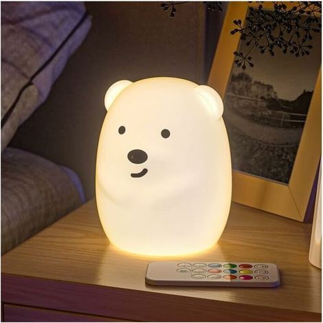 Veilleuse Enfant Veilleuse Ours LED Lampe Chambre 9 Couleurs Veilleuse Bébé Multicolore Rechargeable USB Veilleuse Légère avec Télécommande Cadeau pour Enfant Adulte [Classe Énergétique A ++]
