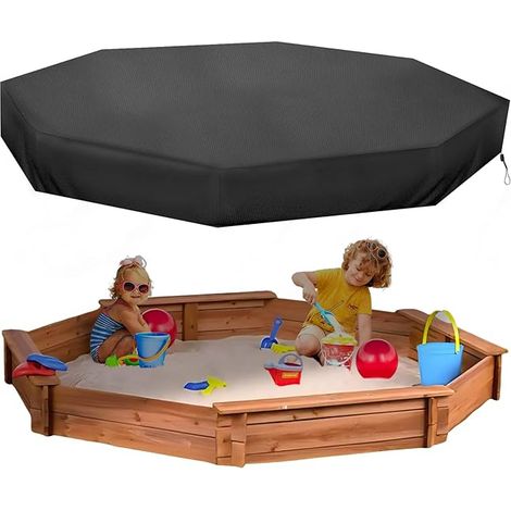 Housse de protection pour bac à sable octogonal, bâche extérieure imperméable en toile Oxford 420D, résistante au vent et anti-poussière, adaptée au jeu d'enfants, couleur noire, dimensions 213 x 198  (1/5)