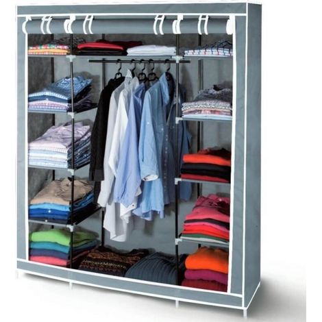 OSE – Armoire de rangement dressing XXL – Tissu non tissé 65 g/m² – Dimensions 177x135x43,5 cm – Coloris rouge bordeaux, bleu marine, gris (1/5)