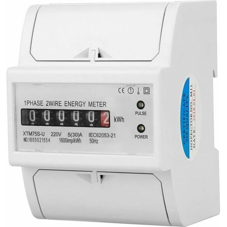 Green Mobility-220V Compteur D'Énergie Électrique Monophasé Numérique Multifonctionnel Sur DIN Rail Meter 2 Ligne 4P (5(30) A) (1/3)