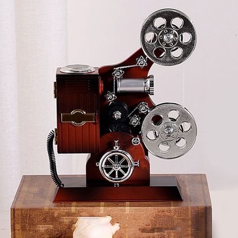 Musique: Boîte à musique vintage à film ABS décorative de projecteur de cinéma antique pour salon bureau [Matériau ABS] [16.5x20x6cm] [Modèle vintage] (1/5)