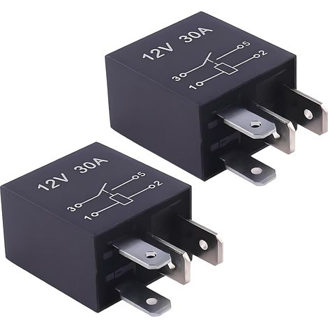 2PCS Relais 12v 4 broches 30 Ampères, Micro Relais Auto Universel pour Ventilation Voiture, Eclairage, Pompe Electrique, Klaxon, Ventilateur de Refroidissement et Accessoires Automobiles (1/5)
