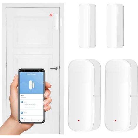 Lot de 2 capteurs de porte WiFi, capteur d'alarme de porte, capteur de contact de fenêtre sans fil WiFi, capteur de contact de fenêtre intelligent pour la sécurité à la maison, capteur de porte (1/5)