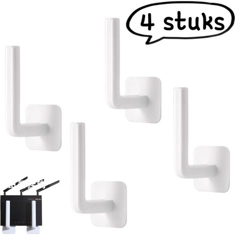 Étagère murale 4 pièces pour routeur WiFi et multiprise avec crochets multifonctions et fixation sans perçage blanc (1/5)