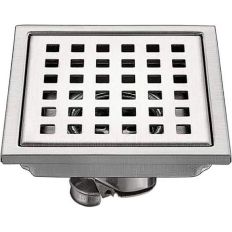 Scarico a pavimento per esterni, 1 pezzo, acciaio inox, 15 x 15 cm, filtro quadrato, deodorante, antiriflusso, antiperdita, 15 cm (1/4)