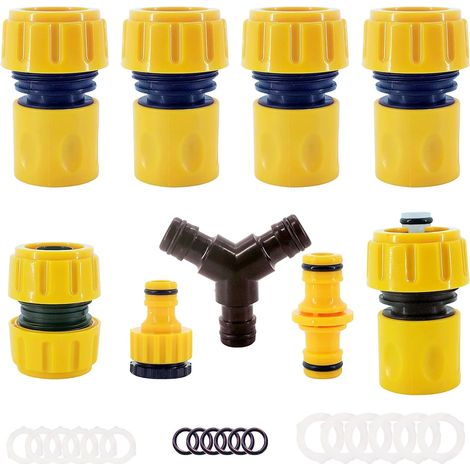 Lot de 9 Raccord Tuyau D'arrosage 3/4" 19mm,Kit de Raccordement de Robinet Tuyau de Jardin -Raccord D'arrosage Rapide,Double Mâle,Séparateur en Y,2en1 Robinet Filetage,Joint de Réparation de Tuyau