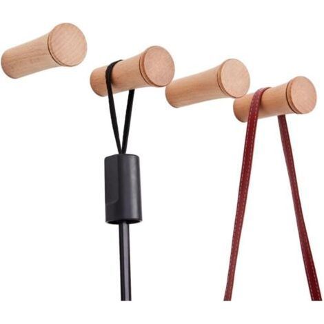 Set of 6 conical wooden wall hooks – Decorative beech wall hooks (1/5)