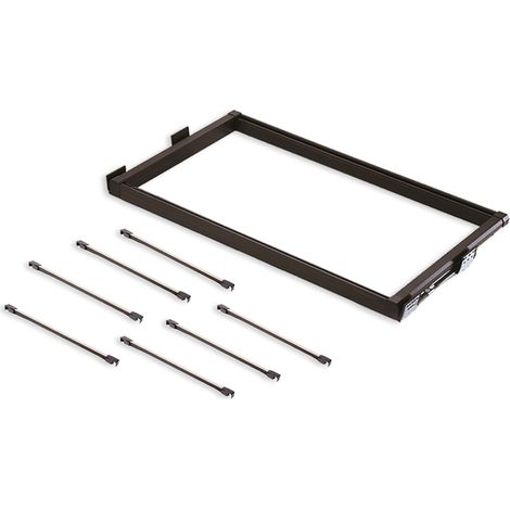 Emuca Kit de 7 tringles à pantalon et cadre de coulissage pour armoires Moka, fermeture souple, réglable, module 800mm, Aluminium et Acier, Couleur Moka - talla (1/5)