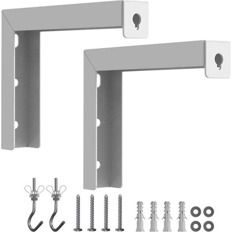 CSPARKV Support mural universel pour écran de projecteur, 1 paire de supports de montage pour écran de projecteur, supports en L, crochets de montage réglables (blanc) (1/5)