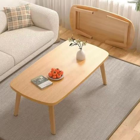 Table basse rectangulaire pliable moderne avec pieds en bois MDF épais pour salon, chambre à coucher, bureau,marron (1/5)