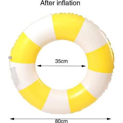 Bouée gonflable adulte, flotteur de piscine, flotteur gonflable à rayures rétro, idéal pour les vacances à la plage et les fêtes à la piscine [Jaune]