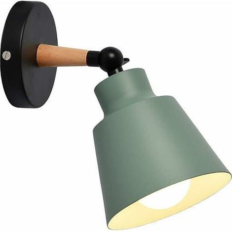 TAISHENGDA-Applique Murale Interieur Moderne Design Scandinave en bois et en fer, Applique Murale pour Chambre Chevet Salon Décoration Salle de Bains Cuisine Decoration Murale, E27 (Vert) (1/5)