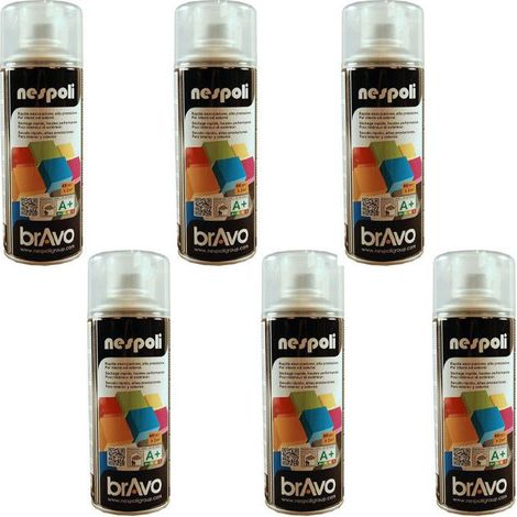 Bombe de peinture - NESPOLI - Lot de 6 - 400ml - Séchage rapide - Brillant transparent