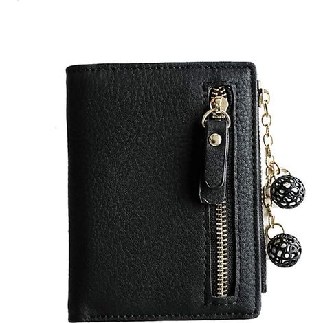 Mini porte-monnaie zippé pour femme (noir),