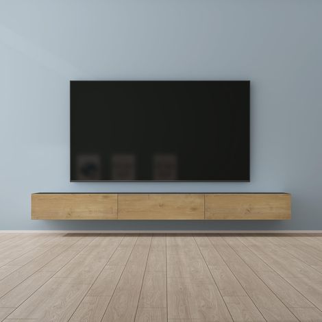 Mai & Mai Meuble TV Suspendue Armoire avec Soft-Close Table TV pour le Salon Gris Noir+Marron Clair 300x40,2x30 cm TC002 (1/5)
