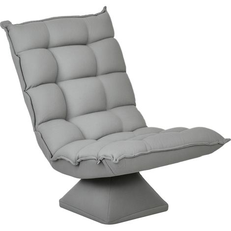HOMCOM Bodenstuhl 360° drehbar Bodensessel mit Verstellbarer Rückenlehne gepolstert Relaxsessel zum Fernsehen, Lesen Meditationsstuhl Lazy Sofa Lesesessel für Meditation Yoga Hellgrau (1/5)