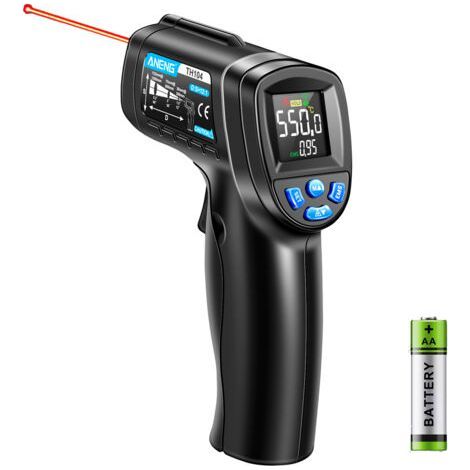 Bleosan – Thermomètre infrarouge laser sans contact – Plage -50°C à 550°C – Émissivité réglable – Temps de réponse 0,5s – Pour cuisine, BBQ, industrie (1/5)