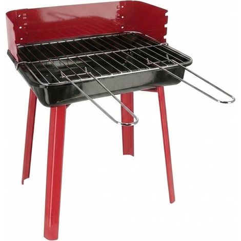 Barbecue a Carbone Compatto Portatile con Paravento Giardino 35x28x44 cm