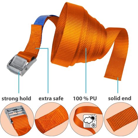 Lot de 4 - Sangle À Griffe d'Arrimage De Fixation Charge Maximale 250 kg - 2.5 cm X 2.5 m (1/5)