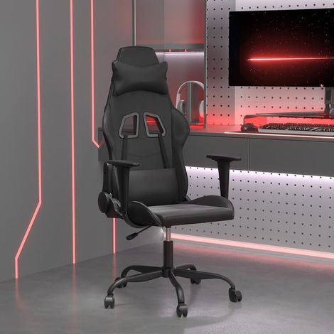 vidaXL Silla gaming con masaje cuero sintético negro (1/5)