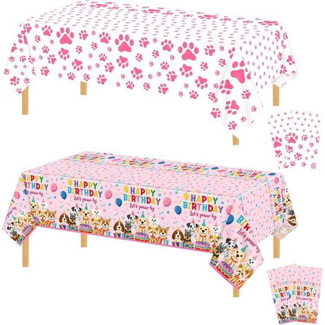 Lot de 4 nappes rectangulaires imperméables pour chien Motif empreintes de pattes Rose 130 x 220 cm (1/5)