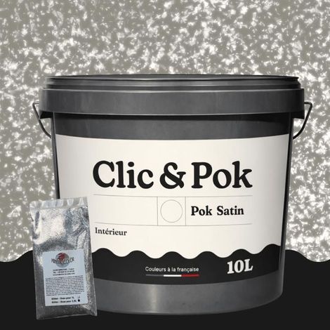 Peinture Effet Pailleté pour Murs & Plafonds - POK PAILLETTE - 10L - Taupe Grisée (1/4)