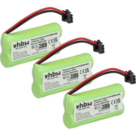 vhbw 3x Akku kompatibel mit VTech 8913350000, 8913300100, 89-1330-01-00, 89-1330-00-00 schnurlos Festnetz Telefon (800 mAh, 2,4 V, NiMH)