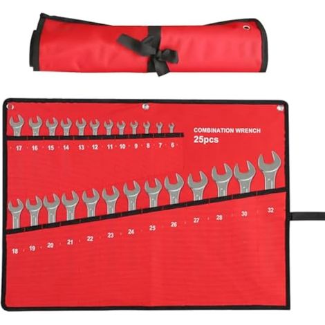 Sac organisateur d'outils, étui à outils enroulable à 6 poches (25 poches au total), sac porte-outils, sac à enrouler à 25 poches pour clés fixes d'électriciens, charpentiers et plombiers. (1/4)