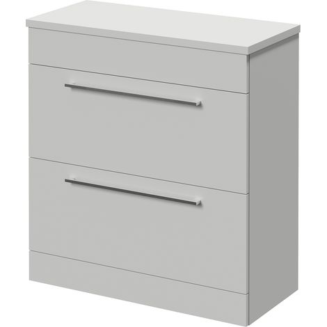 Napoli 390 Gloss Grey Pearl 800mm 2 Drawer Vanity Unit for Countertop Basins - 800mm - Chrome 480mm Handle