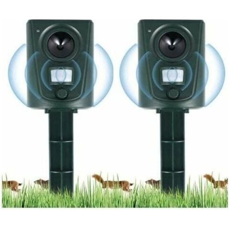 Repelente ultrasónico para gatos 2X 2X para jardines, repelente para gatos con estacas para el suelo, disuade a perros, gatos y pájaros, para jardines, campos y viveros, resistente al agua.