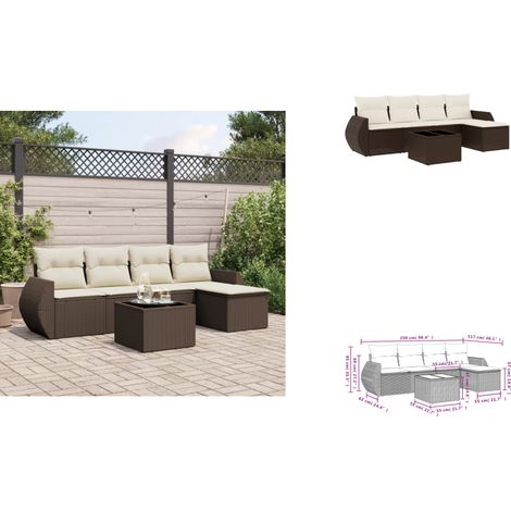 6-tlg. Garten-Sofagarnitur mit Kissen Braun Poly Rattan - Garten Sofagarnitur - Garten Sofagarnituren - Outdoor Sofagarnitur - Sofagarnitur Terrasse