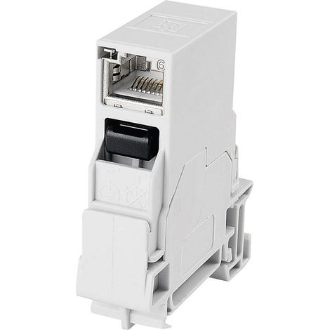 Telegärtner 100007437 Tragschienen-Verbinder RJ45 100007437 Kupplung, Einbau Pole: 8P8C Lichtgrau (1/3)