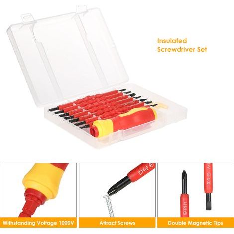 7-in-1 500V Insulated Screwdriver Set with Magnetic Phillips and Flat Bits, Electrical Repair Tool Kit (1/5)