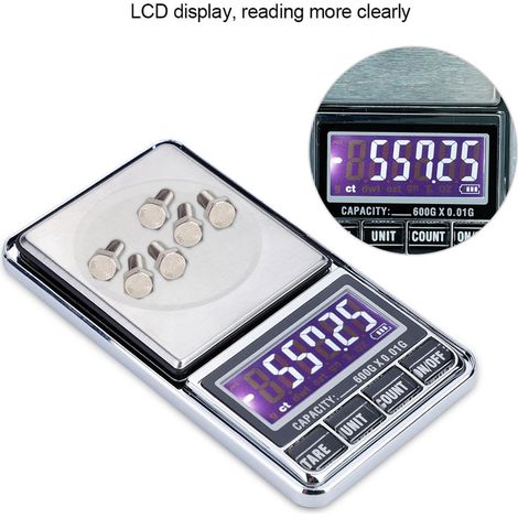 Bilancia da cucina digitale, bilancia tascabile elettronica USB ad alta precisione (600 g/0,01 g) (1/4)