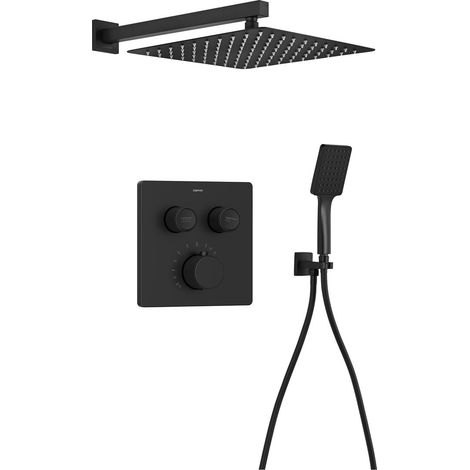 Ensemble de douche thermostatique à encastrer SMART SELECT, 2 sorties, sortie, noir mat (1/2)
