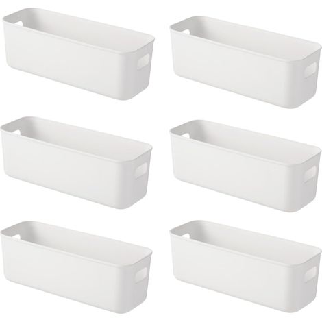 6 Boite Rangement,Plastique Avec Poignées,28x10x11cm,Pour Cuisine,Salle De Bains,Bureau (1/5)