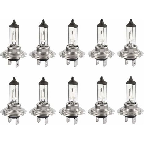 Lot de 10 ampoules halogènes LED 12 V H7 55 W, longue durée, lumière blanche 4300 K, feux de croisement pour voiture (1/5)