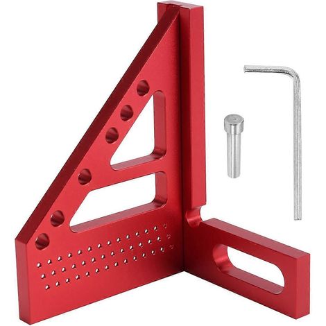 Équerre de menuiserie, outil de mesure, rapporteur, équerre rouge (1/5)