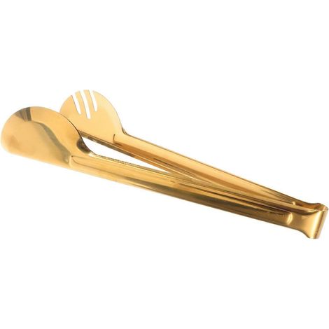 Couverts à salade en acier inoxydable – Pinces de buffet dorées de 30 cm (12 pouces), demi-rondes, pour une utilisation délicate. (1/5)