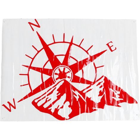 Autocollant décoratif pour vitre arrière de voiture, motif boussole montagne, rouge 60x45cm, adhérence forte et résistant aux couleurs (1/5)