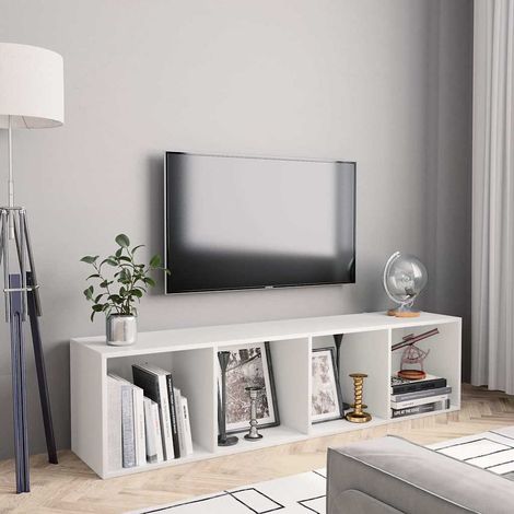 Bibliothèque/Meuble TV Étagère de Rangement - pour Bureau Salon Chambre Cuisine Blanc 143x30x36 cm BV531453 - BonneVie (1/5)