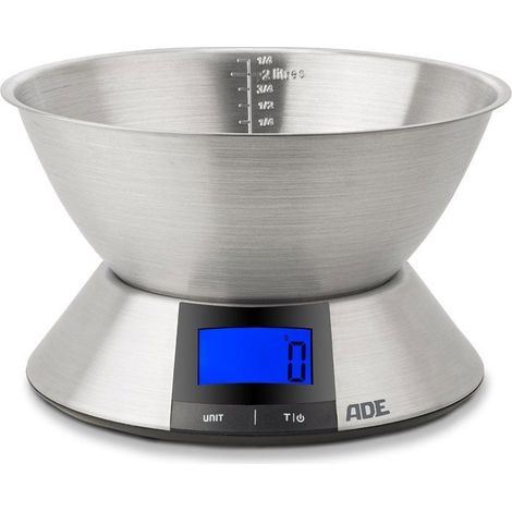 Bilancia da cucina digitale - ADE - HANNA - Acciaio inossidabile/Plastica - 23 x 16,5 cm - Inclusi 3 batterie AAA