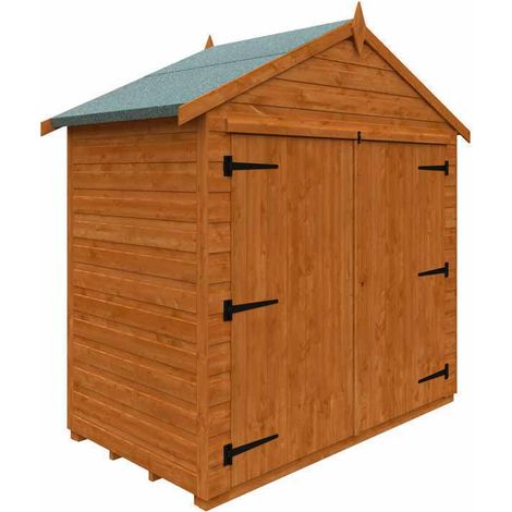 3x6 Flex Apex Bike Shed 12mm Flex - L98.8 x W175 x H195.3 cm - Solid Wood/Softwood/Pine - Burnt Orange
