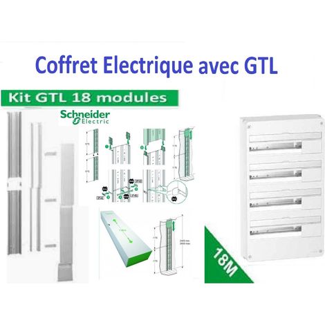 Schneider – Coffret électrique apparent 72 modules – 4 rangées de 18 modules – Intensité 90A – Tension 230V – Montage saillie