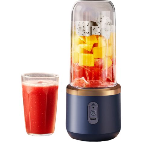 Blender rechargeable USB Quinlirra Go, mixeur compact à 6 lames pour smoothies, idéal pour les voyages, facile à nettoyer et portable, parfait pour les milkshakes et les jus. (1/5)